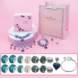 16Pcs DIY Bracelet Making Kit Charm Bracelets Kit Mother's Day Pendant Bracelet Ornaments Jewellery Crafts Set Blue