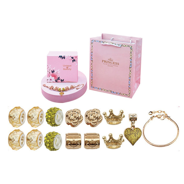 14Pcs DIY Bracelet Making Kit Charm Bracelets Kit Mother's Day Pendant Bracelet Ornaments Jewellery Crafts Set Gold