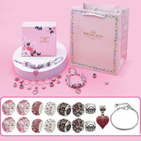 16Pcs DIY Bracelet Making Kit Charm Bracelets Kit Mother's Day Pendant Bracelet Ornaments Jewellery Crafts Set Pink
