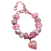 16Pcs DIY Bracelet Making Kit Charm Bracelets Kit Mother's Day Pendant Bracelet Ornaments Jewellery Crafts Set Pink