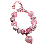 16Pcs DIY Bracelet Making Kit Charm Bracelets Kit Mother's Day Pendant Bracelet Ornaments Jewellery Crafts Set Pink