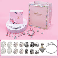 16Pcs DIY Bracelet Making Kit Charm Bracelets Kit Mother's Day Pendant Bracelet Ornaments Jewellery Crafts Set White