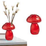 Decorative Mushroom Vase Glass Vase Creative Home Hydroponic Flower Pot Red