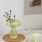 Decorative Mushroom Vase Glass Vase Creative Home Hydroponic Flower Pot Green