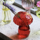 Decorative Mushroom Vase Glass Vase Creative Home Hydroponic Flower Pot Red