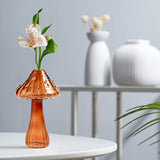 Decorative Mushroom Vase Glass Vase Creative Home Hydroponic Flower Pot Brown