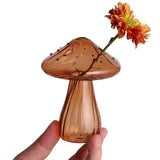 Decorative Mushroom Vase Glass Vase Creative Home Hydroponic Flower Pot Brown