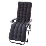 Sun Lounger Cushion Pad Thick Padded Recliner Chair Seat Mat Chaise Seat Cushion Bench Mat Black