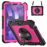 Protector Case Shockproof Protective Cover with Stand Hand Shoulder Strap for iPad Pro 11/Air 4 10.9 2020/Air 5 2022 Rose Red