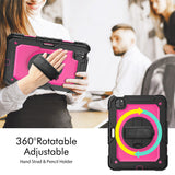 Protector Case Shockproof Protective Cover with Stand Hand Shoulder Strap for iPad Pro 11/Air 4 10.9 2020/Air 5 2022 Rose Red