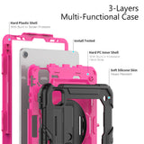 Protector Case Shockproof Protective Cover with Stand Hand Shoulder Strap for iPad Pro 11/Air 4 10.9 2020/Air 5 2022 Rose Red