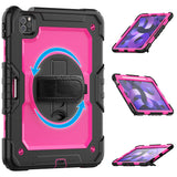 Protector Case Shockproof Protective Cover with Stand Hand Shoulder Strap for iPad Pro 11/Air 4 10.9 2020/Air 5 2022 Rose Red