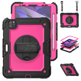 Protector Case Shockproof Protective Cover with Stand Hand Shoulder Strap for iPad Pro 11/Air 4 10.9 2020/Air 5 2022 Rose Red
