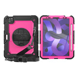 Protector Case Shockproof Protective Cover with Stand Hand Shoulder Strap for iPad Pro 11/Air 4 10.9 2020/Air 5 2022 Rose Red