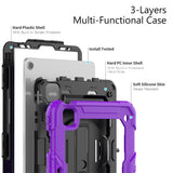Protector Case Shockproof Protective Cover with Stand Hand Shoulder Strap for iPad Pro 11/Air 4 10.9 2020/Air 5 2022 Purple