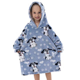 Kids Hooded Blanket Wearable Sherpa Blanket Oversized Hoodie Blanket Blue