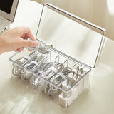 6 Compartments Data Cable Management Box Power Cord Organizer Box Charger Storage Box with Lid Clear