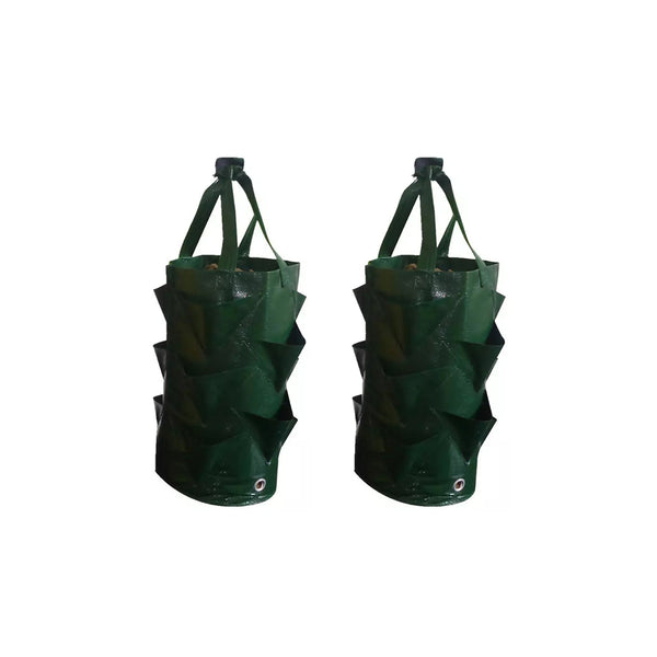 2 Pcs Reusable Durable Hanging Strawberry Grow Bag Green
