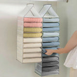 6 Grids Hanging Wardrobe Organizer Collapsible Closet Hanging Shelves