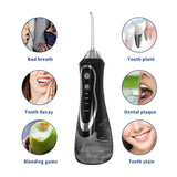 Cordless Electric Water Flosser Oral Irrigator Teeth Cleaning Device Teeth Cleaner with 7 Jet Tips Black