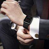 Genuine Leather Watch Band Compatible with Apple Watch 38/40mm-Black