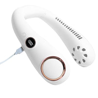 USB Portable Hanging Neck Fan Cooling Air Cooler Mini Electric Air Conditioner-White