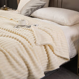 Flannel Blanket Soft Warm Throw Blanket Beige