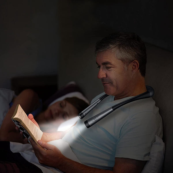 LED Neck Reading Light Book Light for Reading in Bed-Black