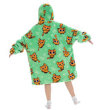 Oversize Hooded Blanket Wearable Printed Hoodie Green