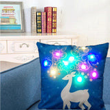 FancyGrab Printed Linen LED Light Square Pillow Case Cushion Cover