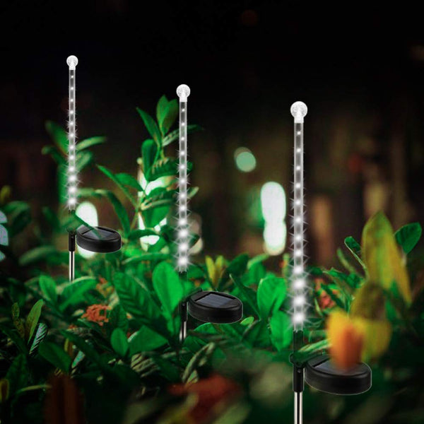 White 25 LED Meteor Shower Falling Rain Water Resistance Solar Powered Lights