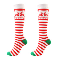 Elk Striped Christmas Compression Socks