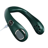 USB Portable Hanging Neck Fan Cooling Air Cooler Mini Electric Air Conditioner-Green