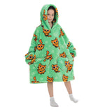 Oversize Hooded Blanket Wearable Printed Hoodie Green