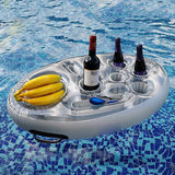 Inflatable Floating Drink Holder with 8 Holes Pool Drink Can Holder-Grey