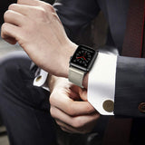Genuine Leather Watch Band Compatible with Apple Watch 42/44mm-Grey