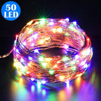 50LED Fairy Lights Battery Operated Copper Wire String Lights Remote Control Multicolour
