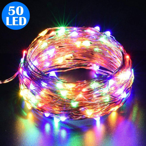 50LED Fairy Lights Battery Operated Copper Wire String Lights Remote Control Multicolour