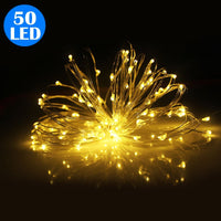50LED Fairy Lights Battery Operated Copper Wire String Lights Remote Control Warm White
