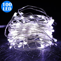 100LED Fairy Lights Battery Operated Copper Wire String Lights Remote Control White