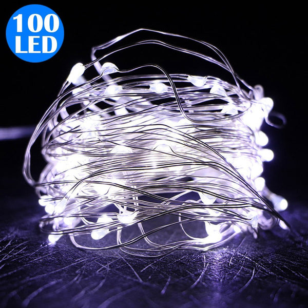 100LED Fairy Lights Battery Operated Copper Wire String Lights Remote Control White