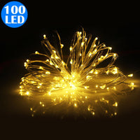 100LED Fairy Lights Battery Operated Copper Wire String Lights Remote Control Warm White