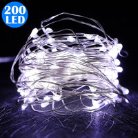 200LED Fairy Lights Battery Operated Copper Wire String Lights Remote Control White