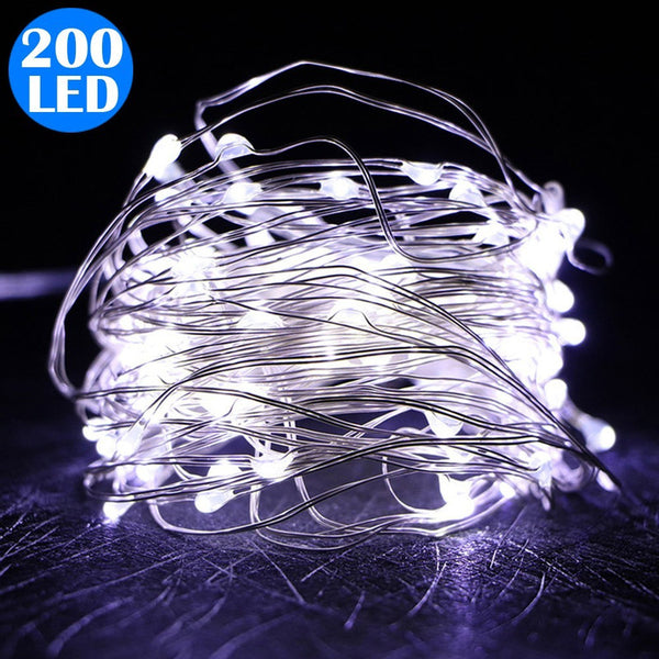 200LED Fairy Lights Battery Operated Copper Wire String Lights Remote Control White