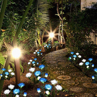 3LED 3Heads Solar Powered Garden Decorations Lights Simulation Rose Flower Decoration Lamp for Backyard Garden