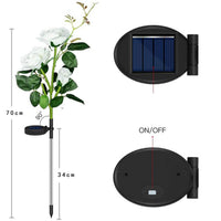 3LED 3Heads Solar Powered Garden Decorations Lights Simulation Rose Flower Decoration Lamp for Backyard Garden