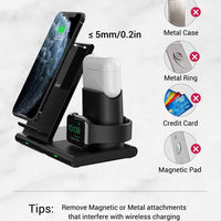 3 in 1 Qi Wireless Charger with Magnetic Stand for iPhone Apple Watch AirPods