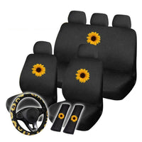 12PCS Sunflower Printed Design Car Seat Cover Washable Protector Set