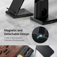 3 in 1 Qi Wireless Charger with Magnetic Stand for iPhone Apple Watch AirPods