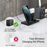 3 in 1 Qi Wireless Charger with Magnetic Stand for iPhone Apple Watch AirPods